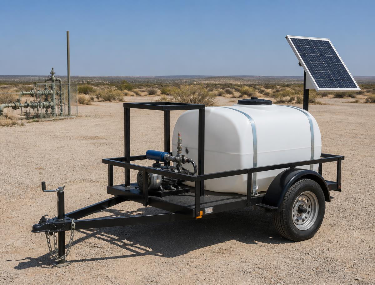Trailer-mounted chemical injection pump unit on a lease site
